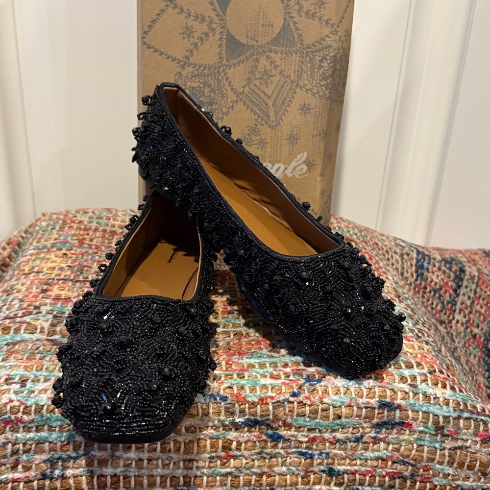 Free People black weekends out embellished ballet Flatts